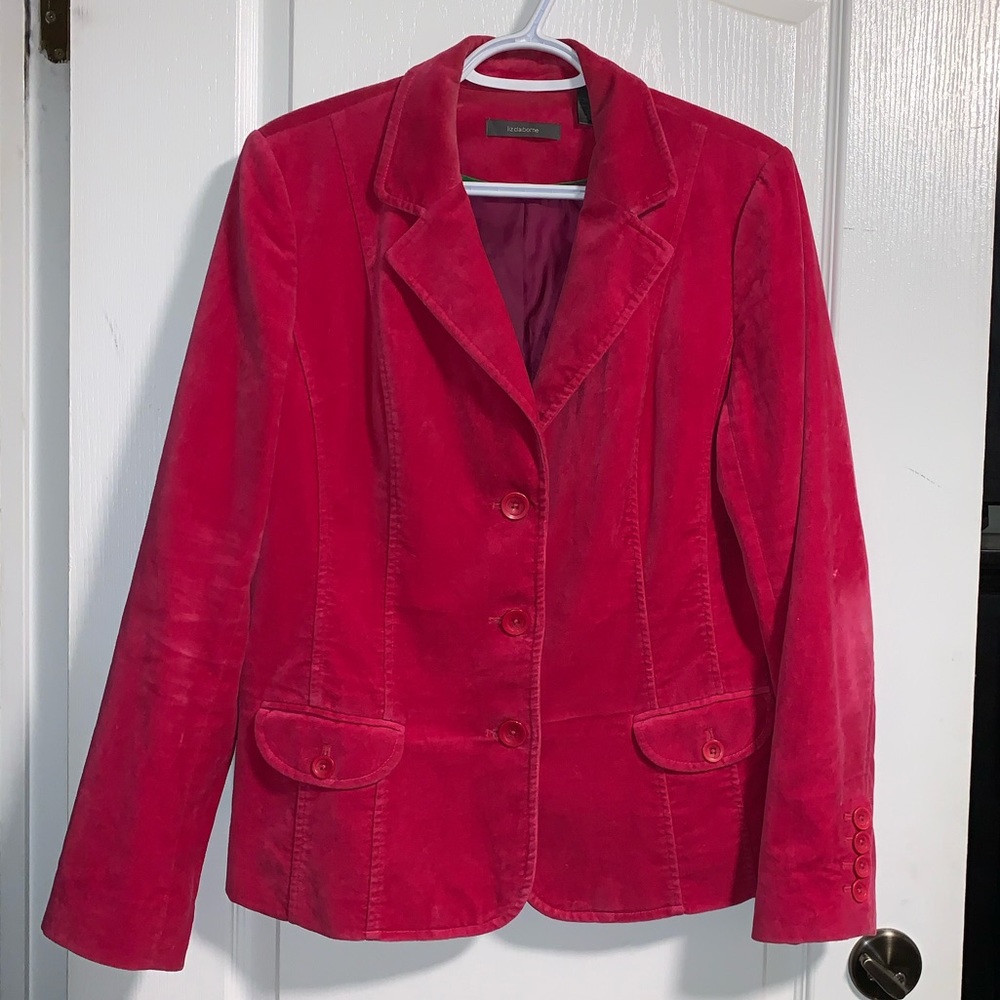 Liz Claiborne Fuschia soft velvet blazer